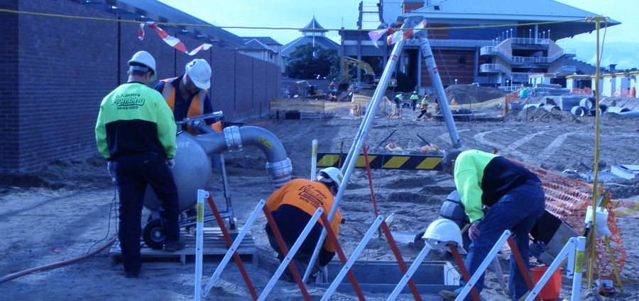 Reline-A-Pipe workers carrying out a inversion relining work at a site
